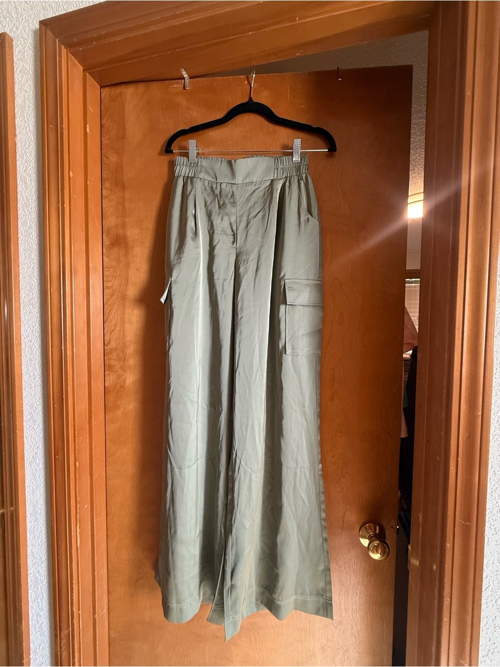 bishop + young Light Olive Green Wide-Leg Cargo Pants